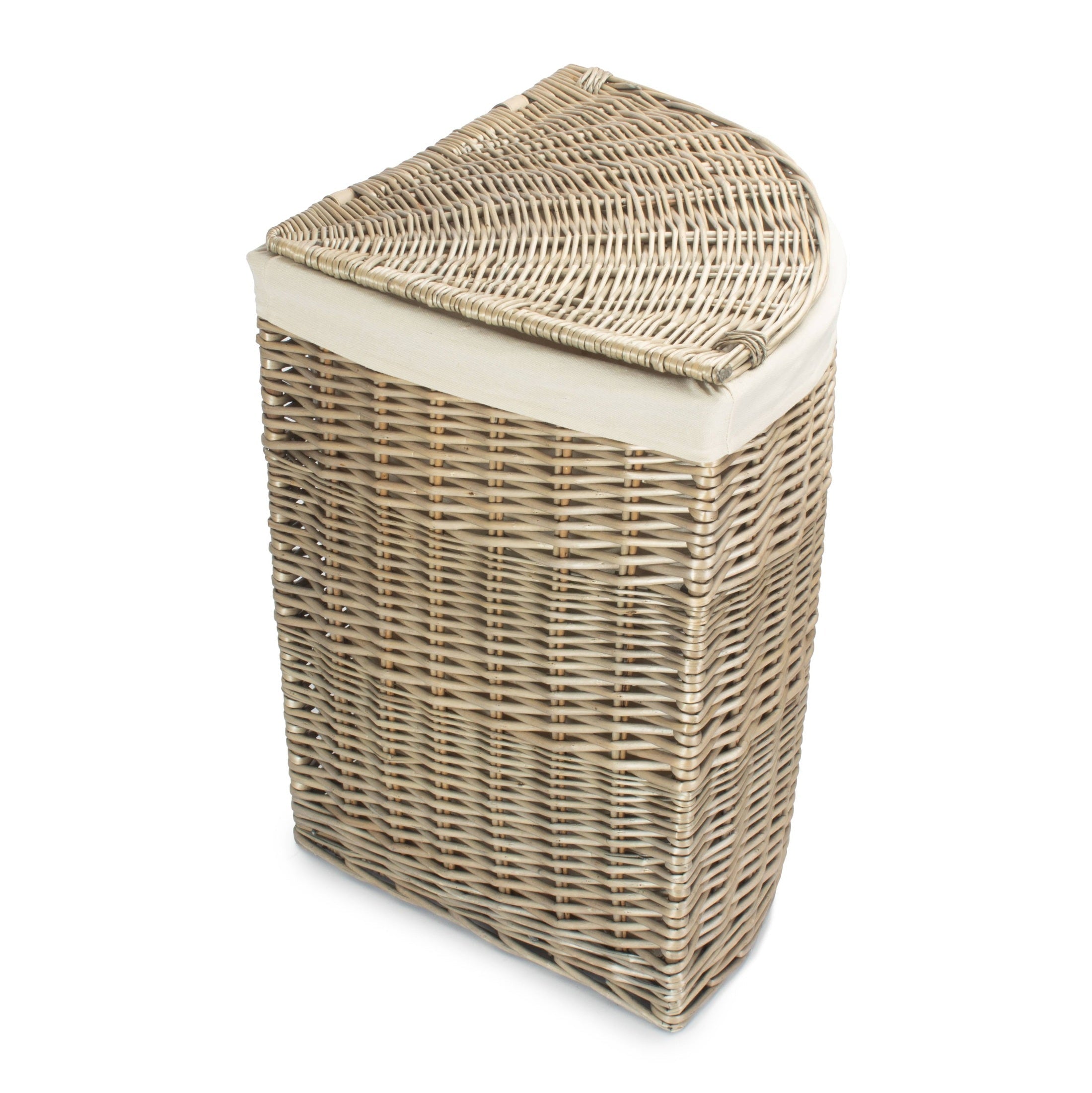 Antique Wash Willow Large Corner Linen Basket with White Lining - REGN