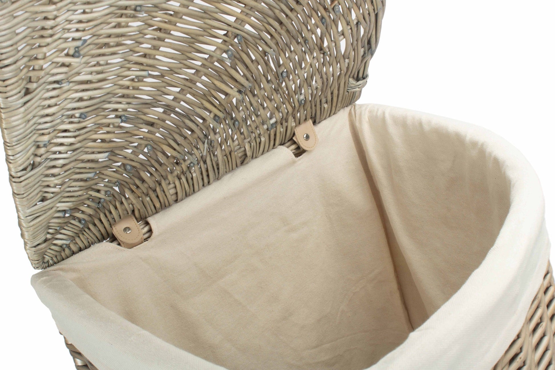 Antique Wash Willow Large Corner Linen Basket with White Lining - REGN
