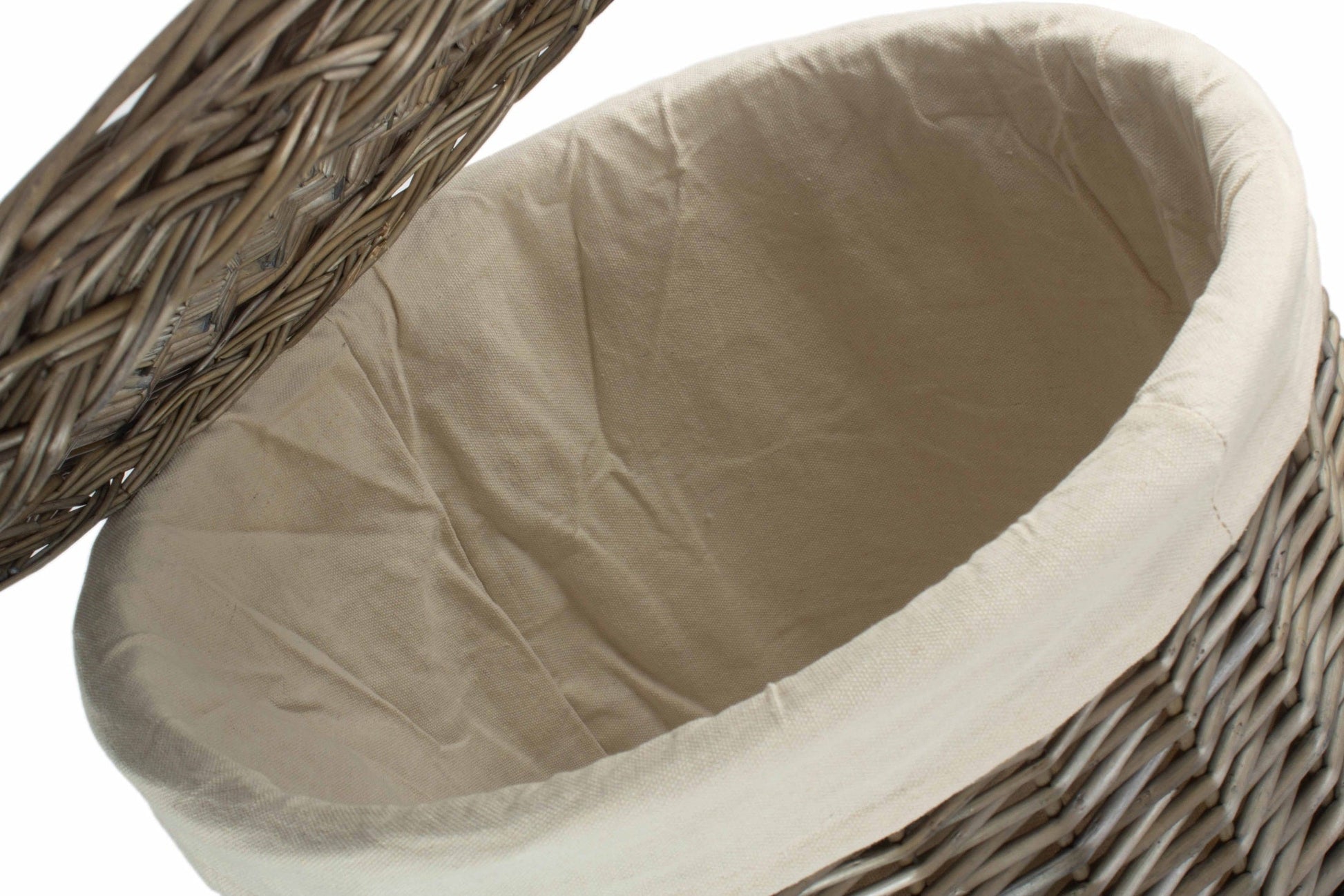 Antique Wash Willow Large Round Linen Basket with White Lining - REGN