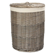 Antique Wash Willow Large Round Linen Basket with White Lining - REGN