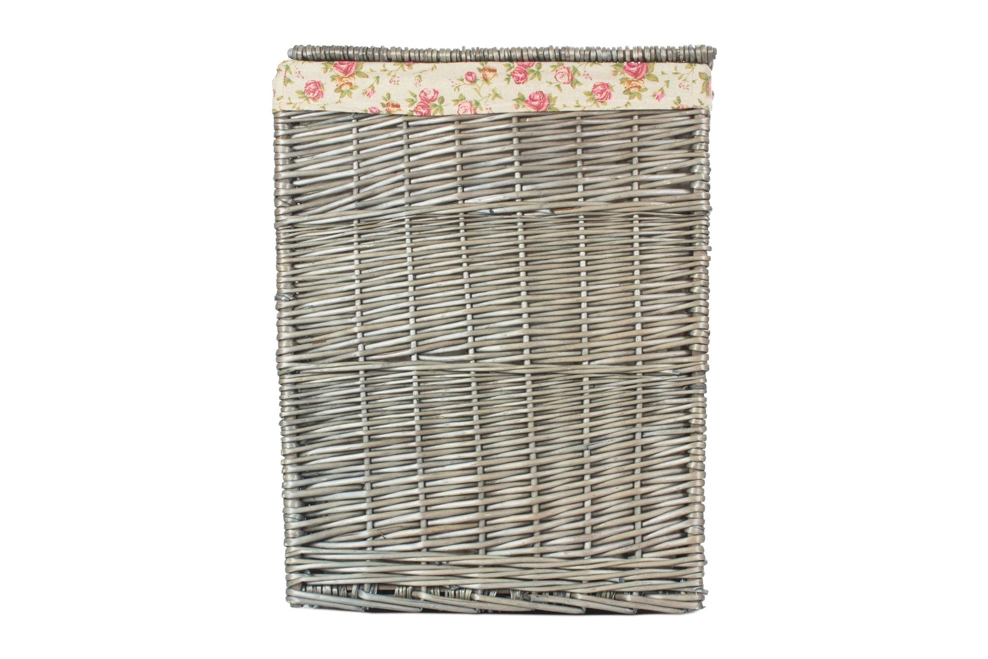 Antique Wash Willow Large Square Laundry Basket with Garden Rose Lining - REGN