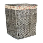 Antique Wash Willow Large Square Laundry Basket with Garden Rose Lining - REGN