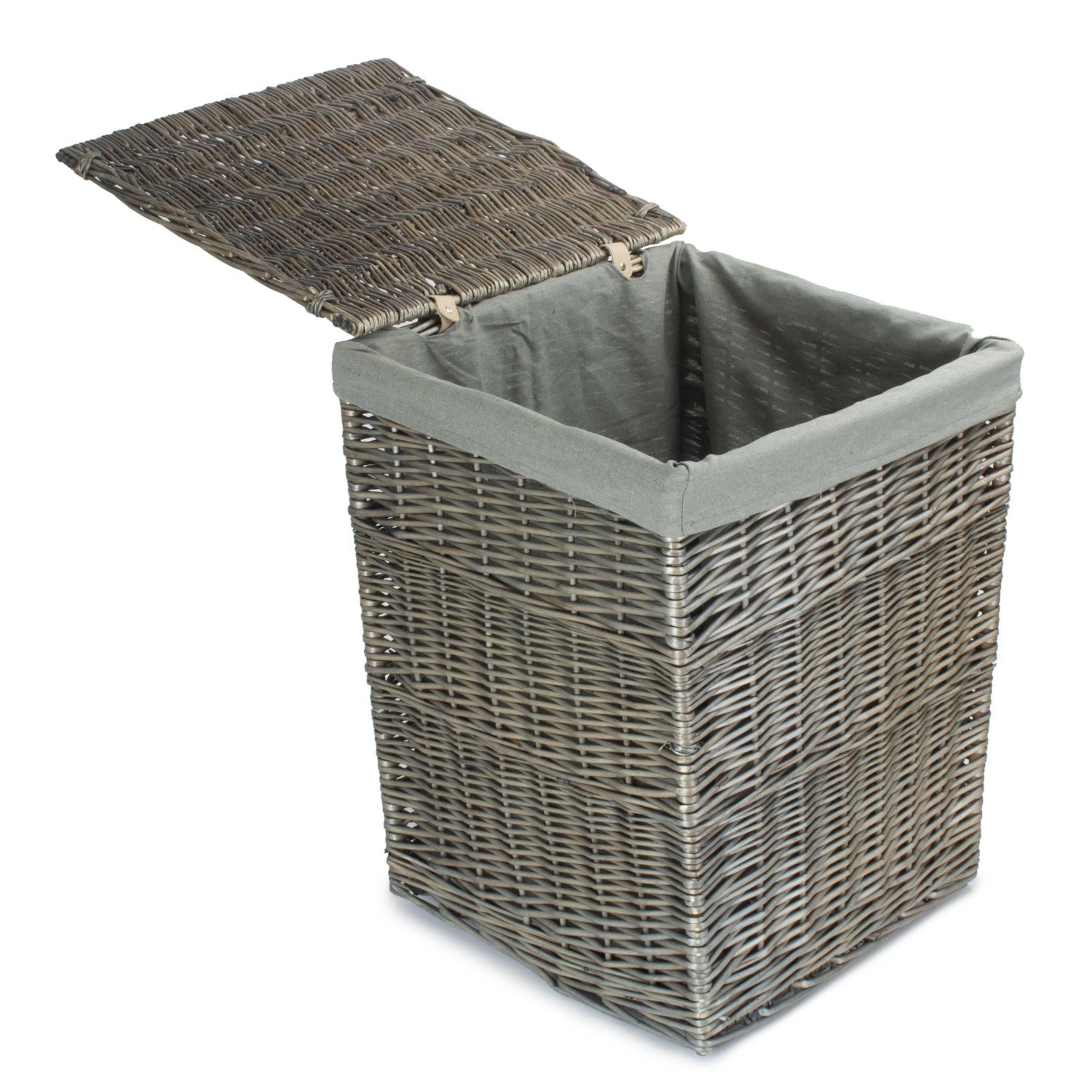 Antique Wash Willow Large Square Laundry Basket with Grey Sage Lining - REGN