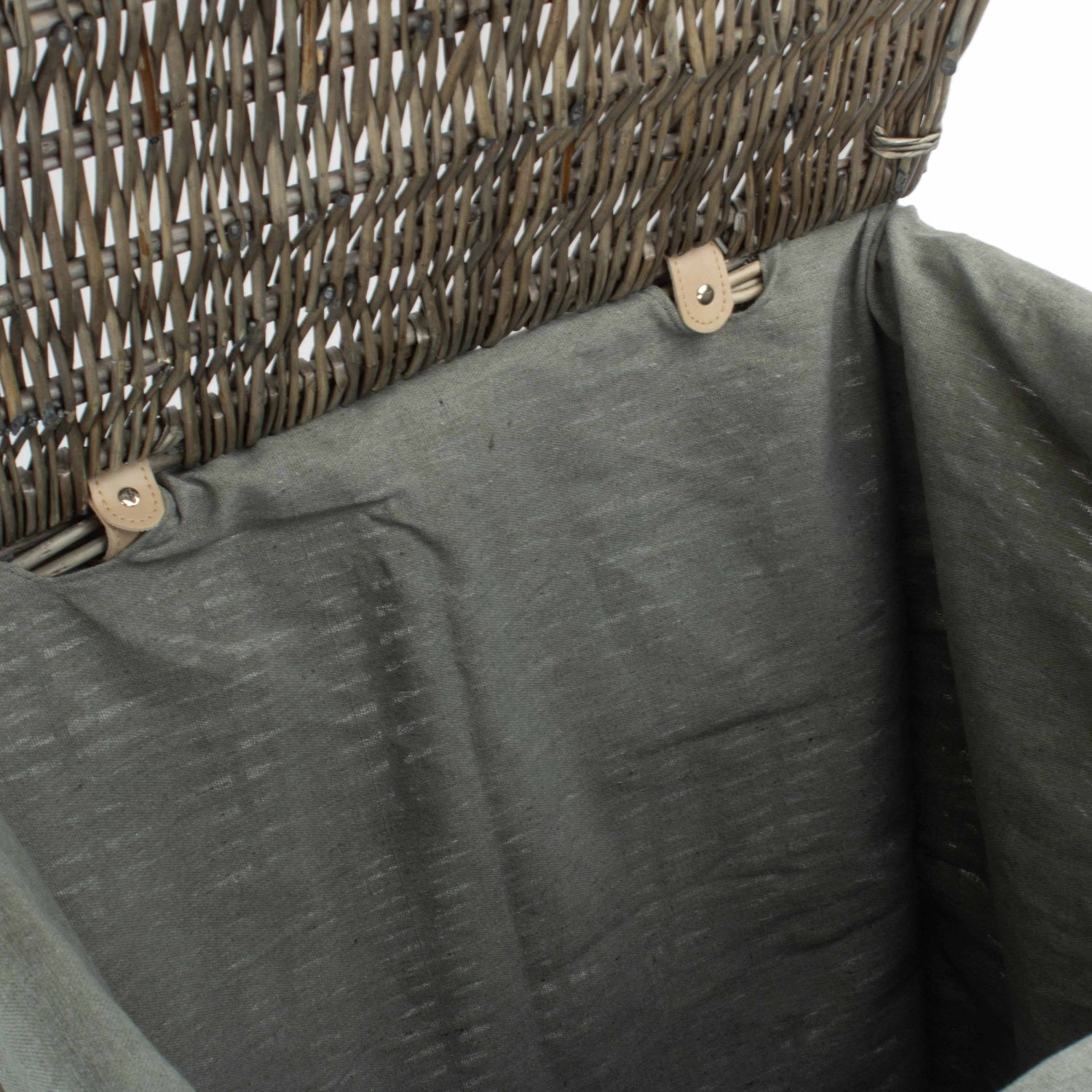Antique Wash Willow Large Square Laundry Basket with Grey Sage Lining - REGN