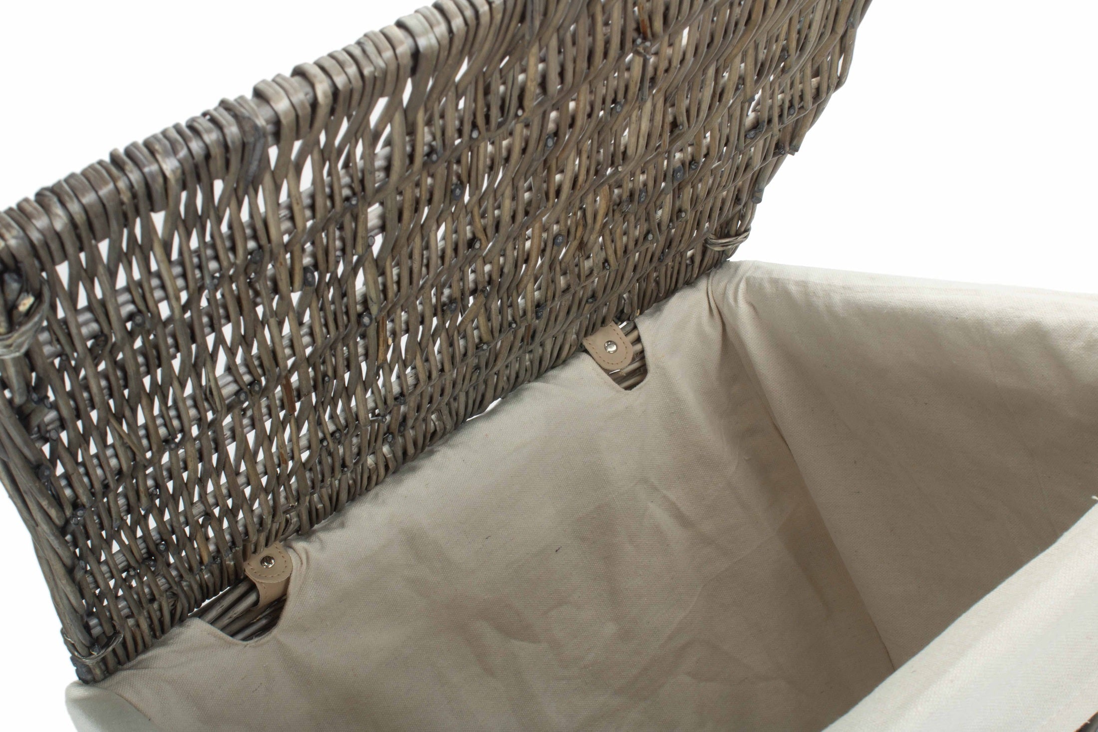 Antique Wash Willow Large Square Laundry Basket with White Lining - REGN