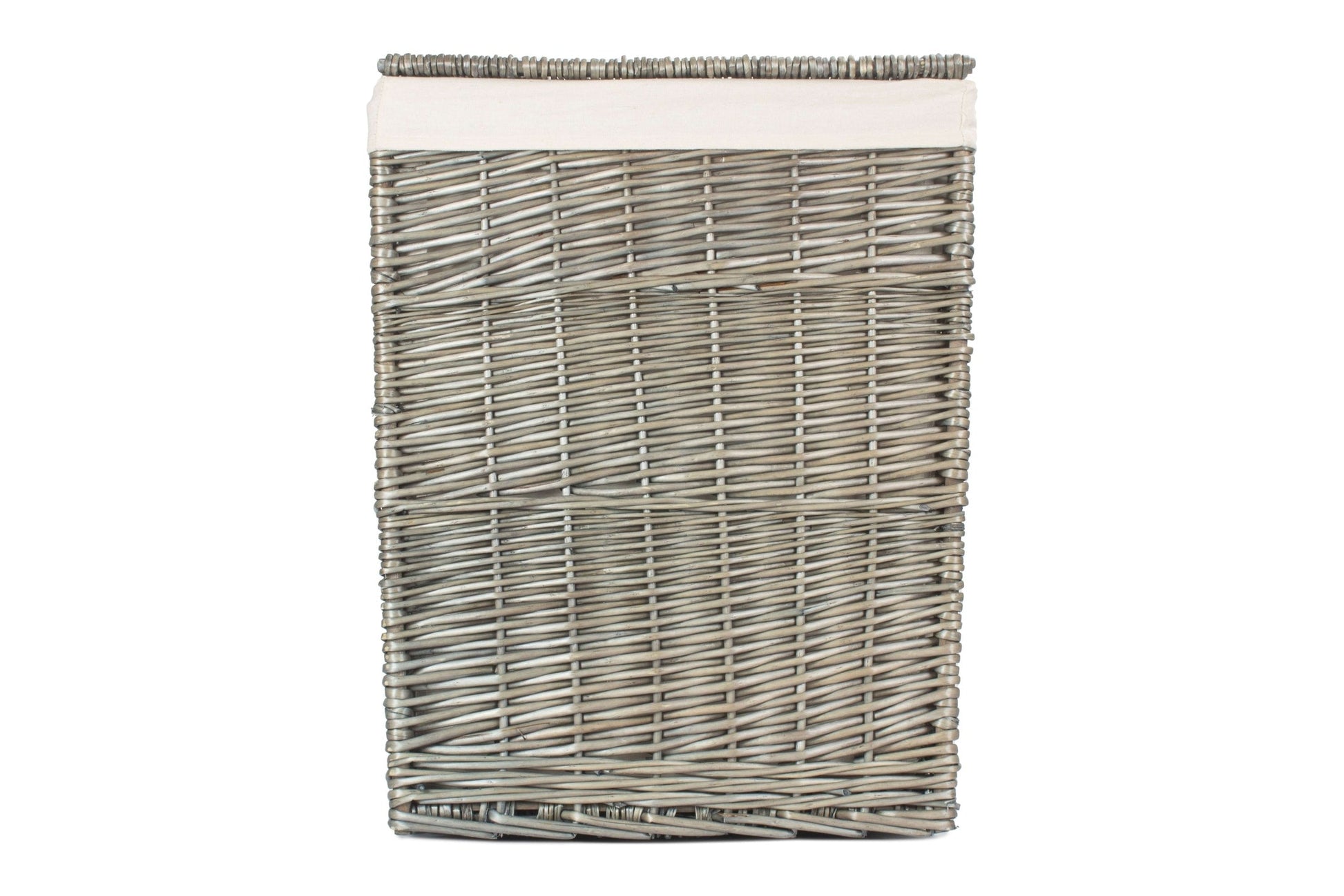 Antique Wash Willow Large Square Laundry Basket with White Lining - REGN