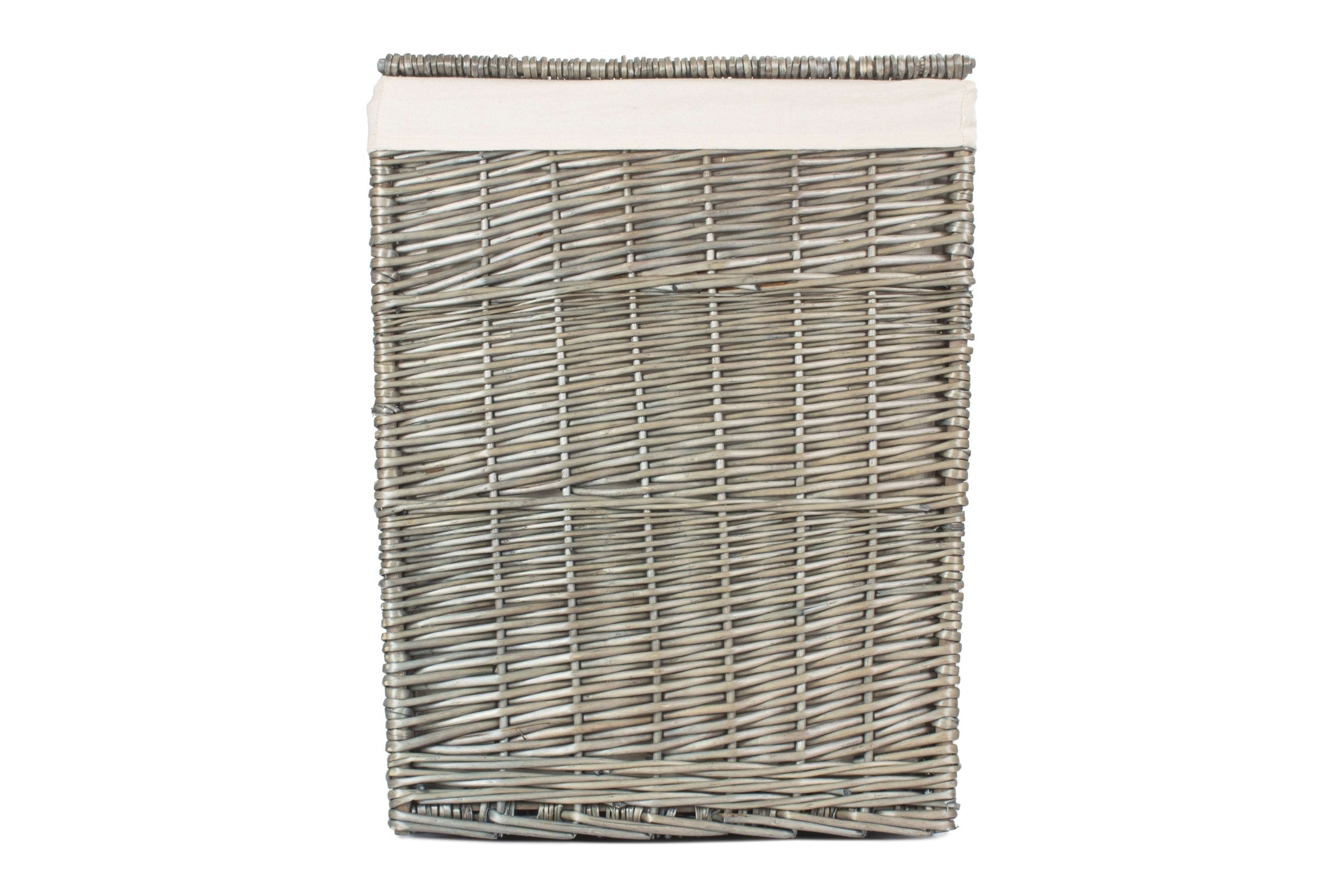 Antique Wash Willow Large Square Laundry Basket with White Lining - REGN