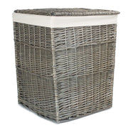 Antique Wash Willow Large Square Laundry Basket with White Lining - REGN
