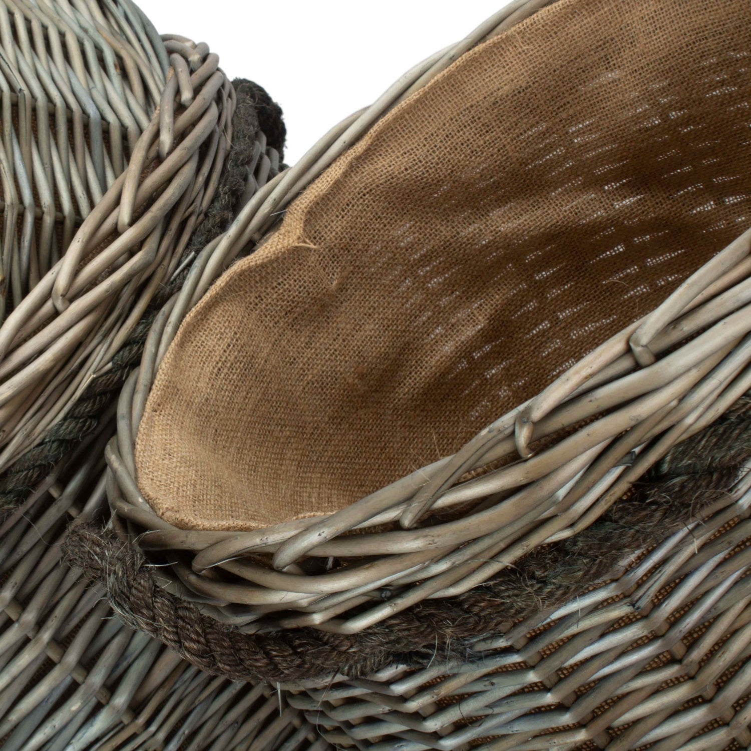 Antique Wash Willow Round Storage Basket Set 3 - REGN