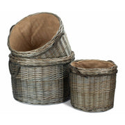 Antique Wash Willow Round Storage Basket Set 3 - REGN