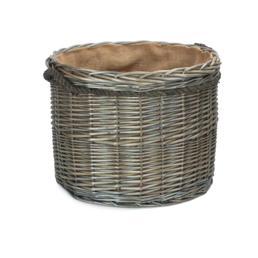 Antique Wash Willow Round Storage Basket Size 2 - Medium - REGN