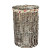 Antique Wash Willow Small Round Linen Basket with Garden Rose Lining - REGN