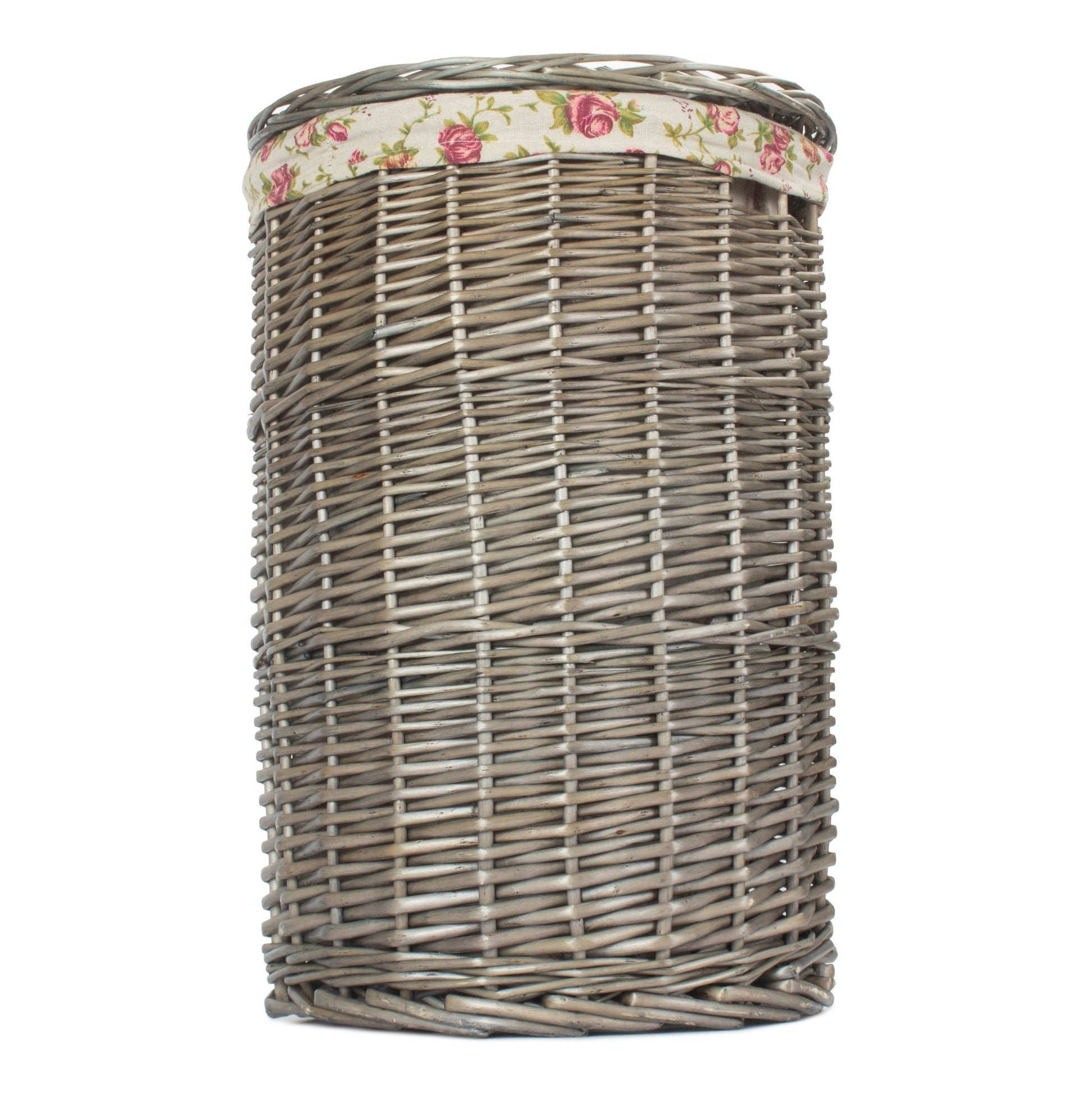 Antique Wash Willow Small Round Linen Basket with Garden Rose Lining - REGN