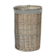 Antique Wash Willow Small Round Linen Basket with Grey Sage Lining - REGN