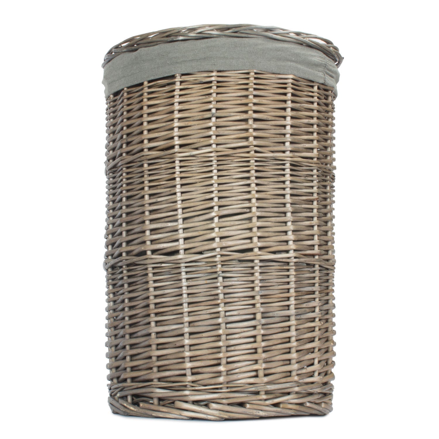 Antique Wash Willow Small Round Linen Basket with Grey Sage Lining - REGN