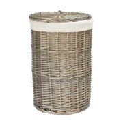 Antique Wash Willow Small Round Linen Basket with White Lining - REGN