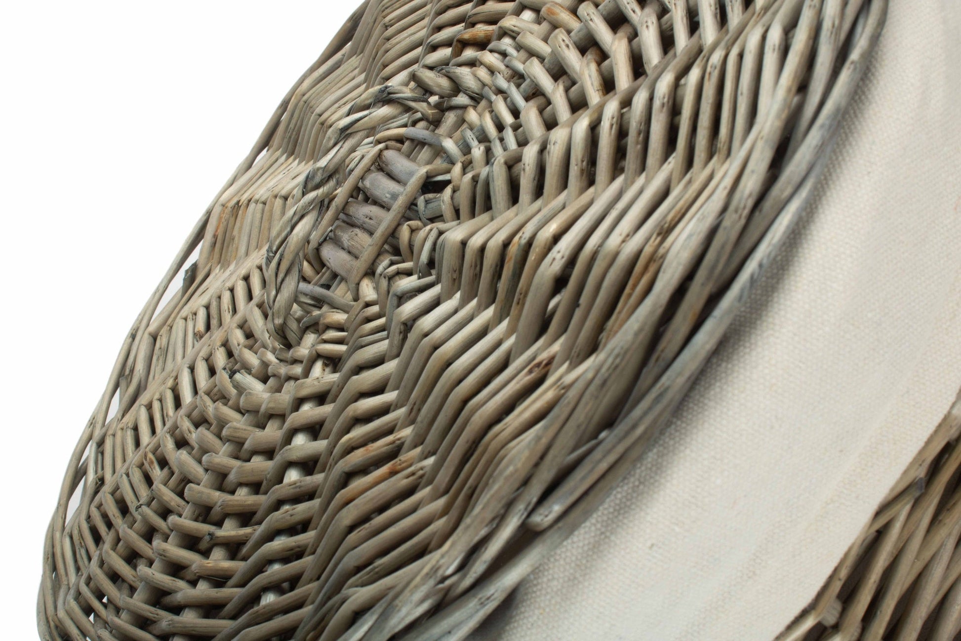 Antique Wash Willow Small Round Linen Basket with White Lining - REGN