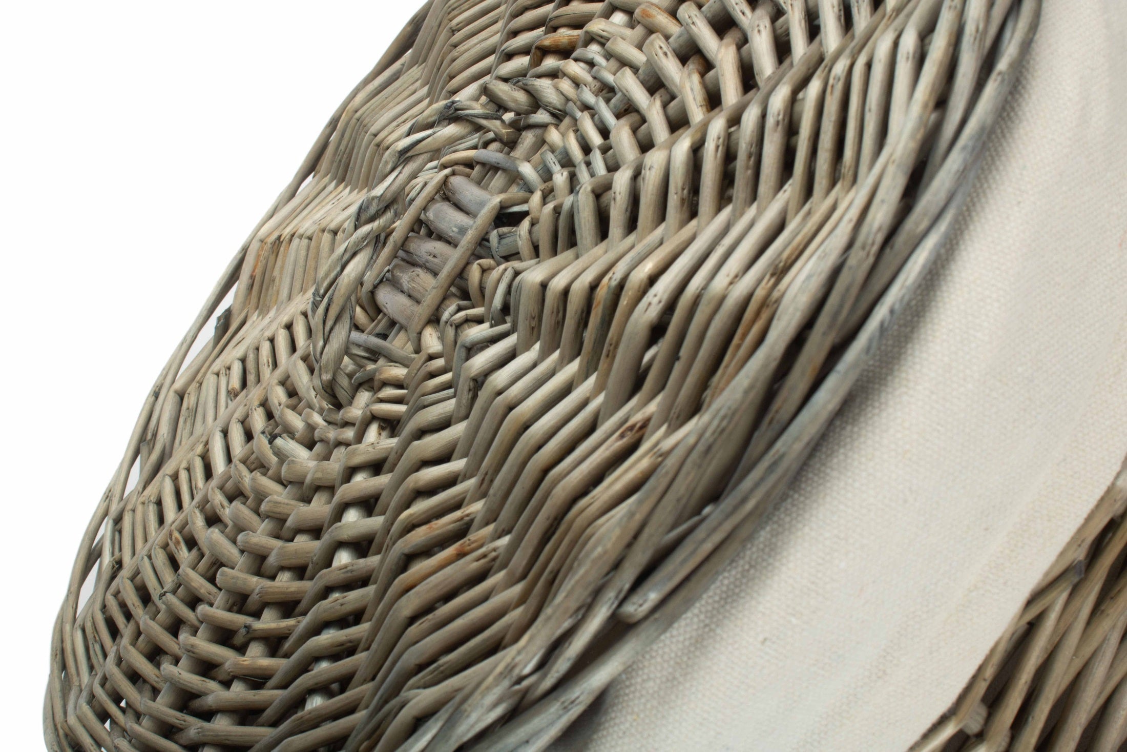 Antique Wash Willow Small Round Linen Basket with White Lining - REGN