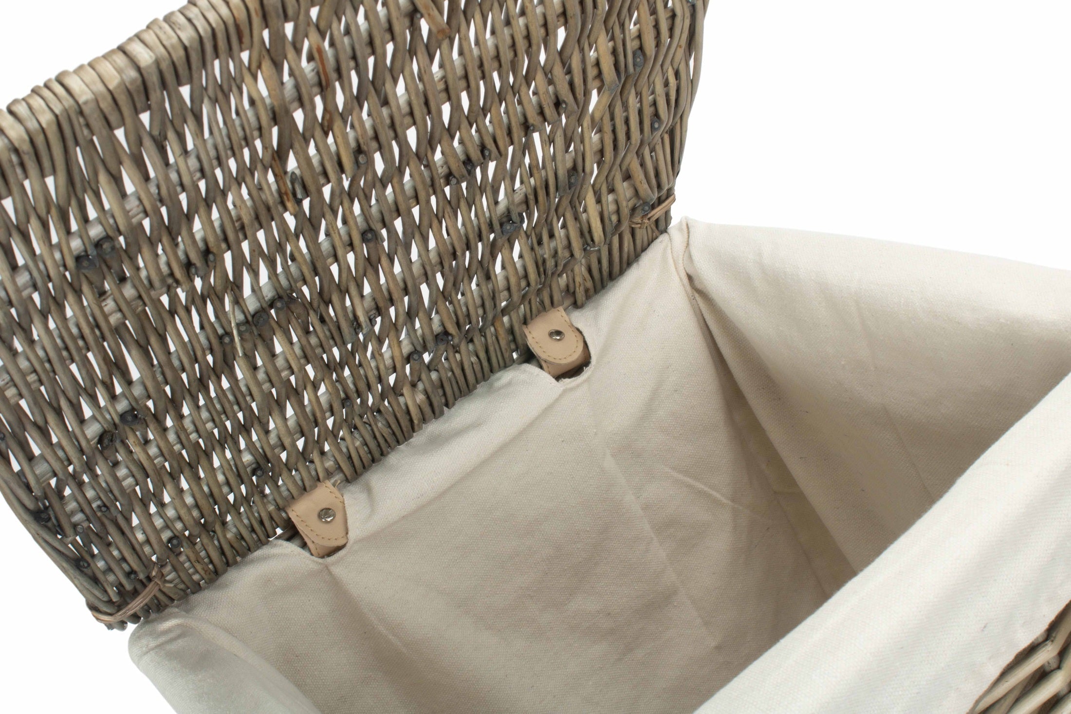 Antique Wash Willow Small Square Laundry Basket with White Lining - REGN