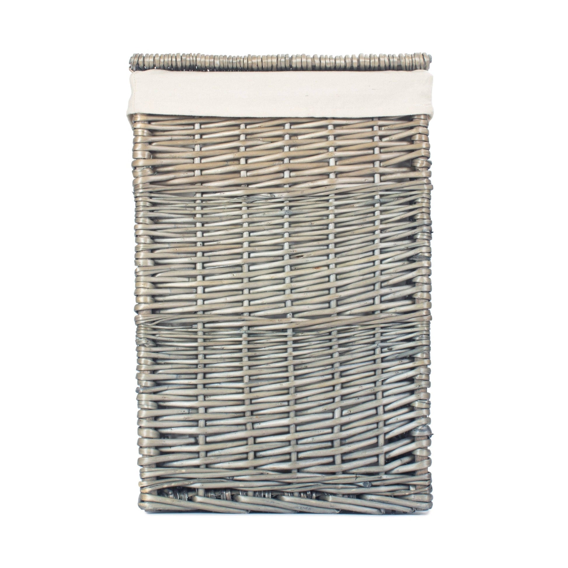 Antique Wash Willow Small Square Laundry Basket with White Lining - REGN