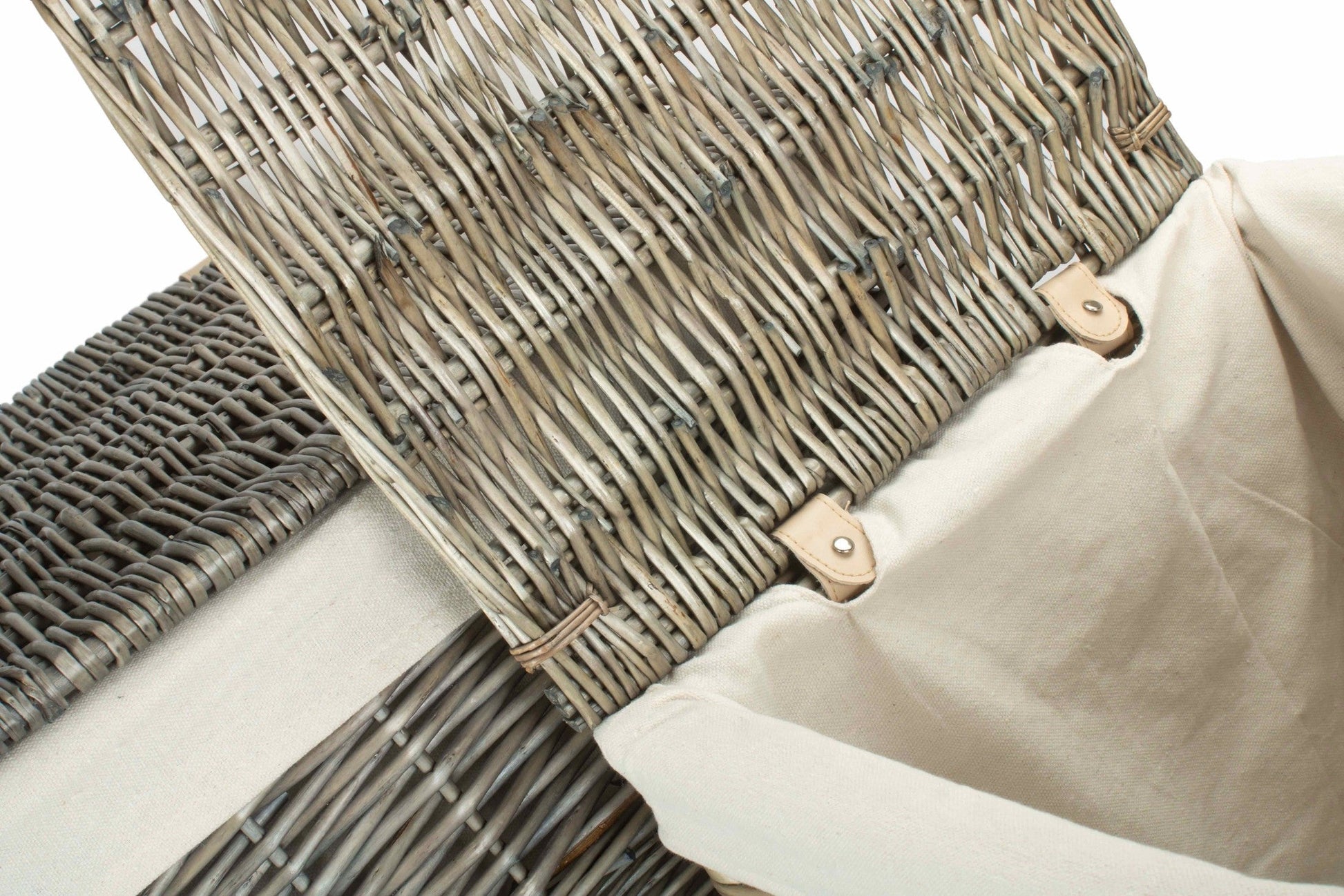 Antique Wash Willow Square Laundry Basket with White Lining Set 2 - REGN