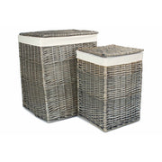 Antique Wash Willow Square Laundry Basket with White Lining Set 2 - REGN