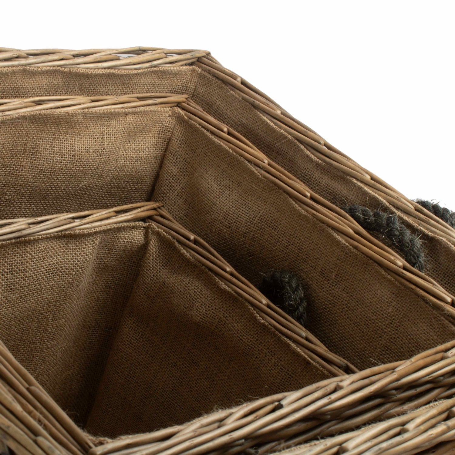 Antique Wash Willow Square Storage Basket Set 3 - REGN