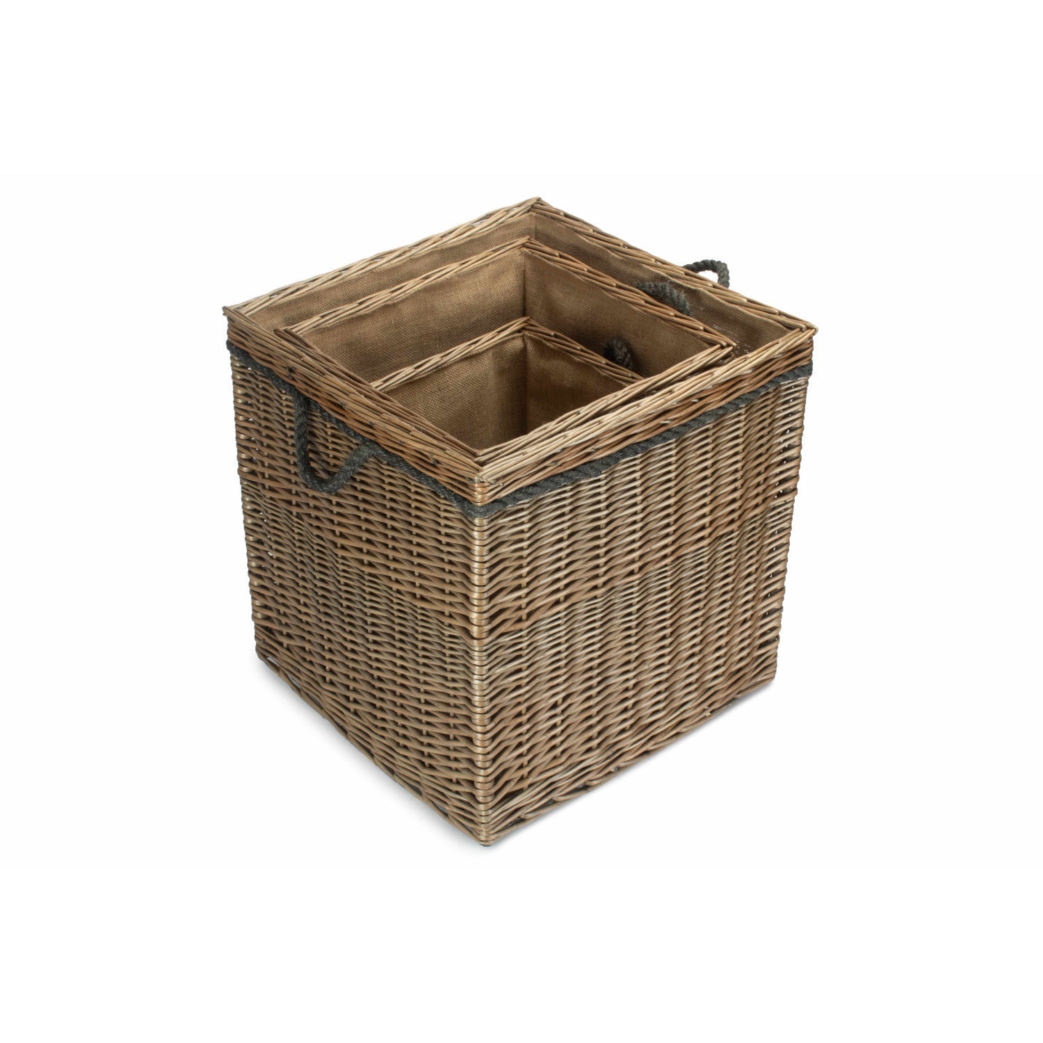 Antique Wash Willow Square Storage Basket Set 3 - REGN