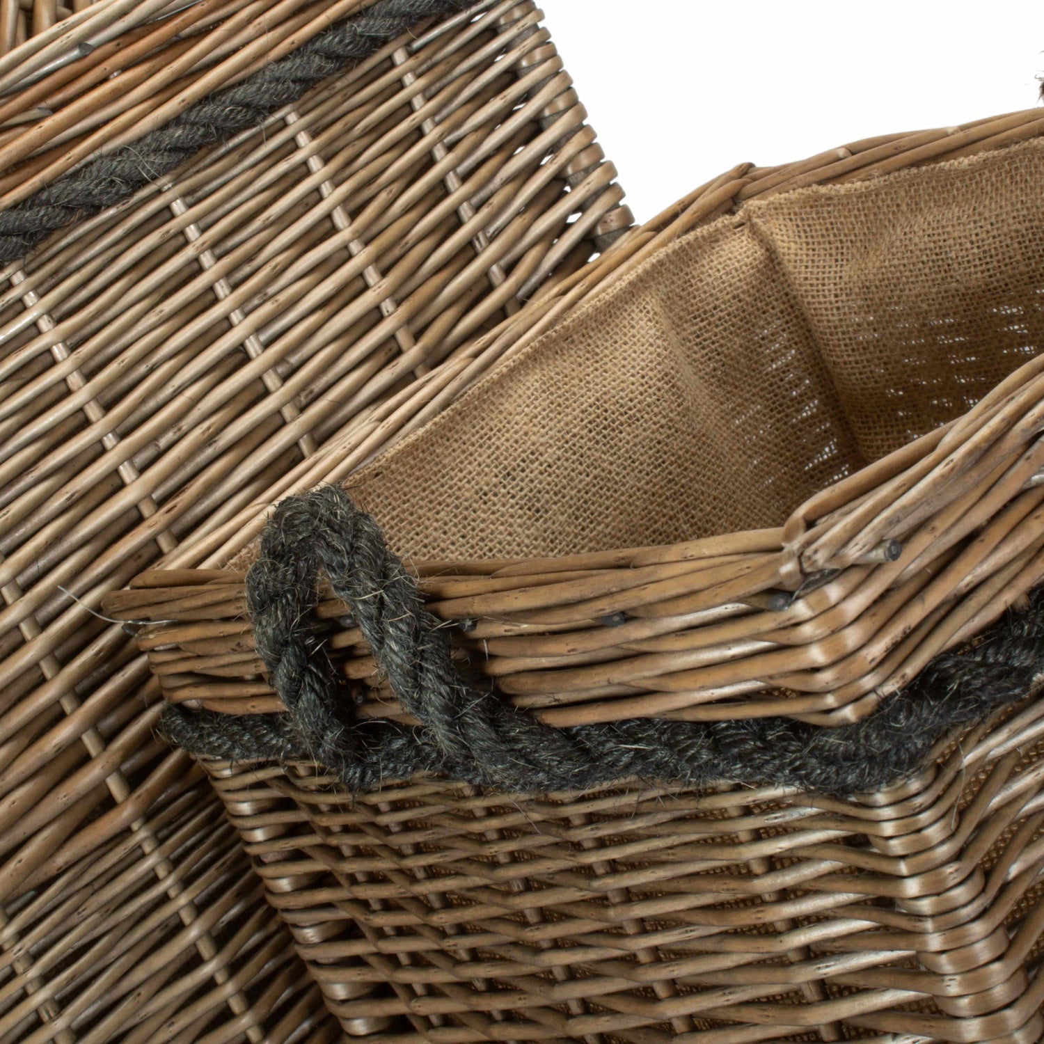 Antique Wash Willow Square Storage Basket Set 3 - REGN