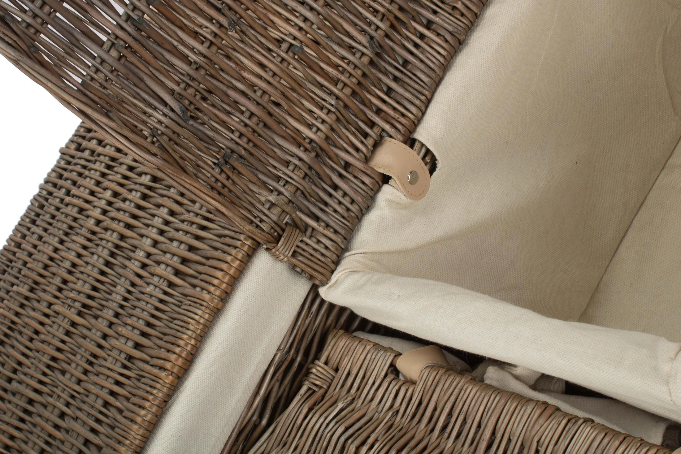 Antique Wash Willow Storage Hamper with White Lining Set 3 - REGN