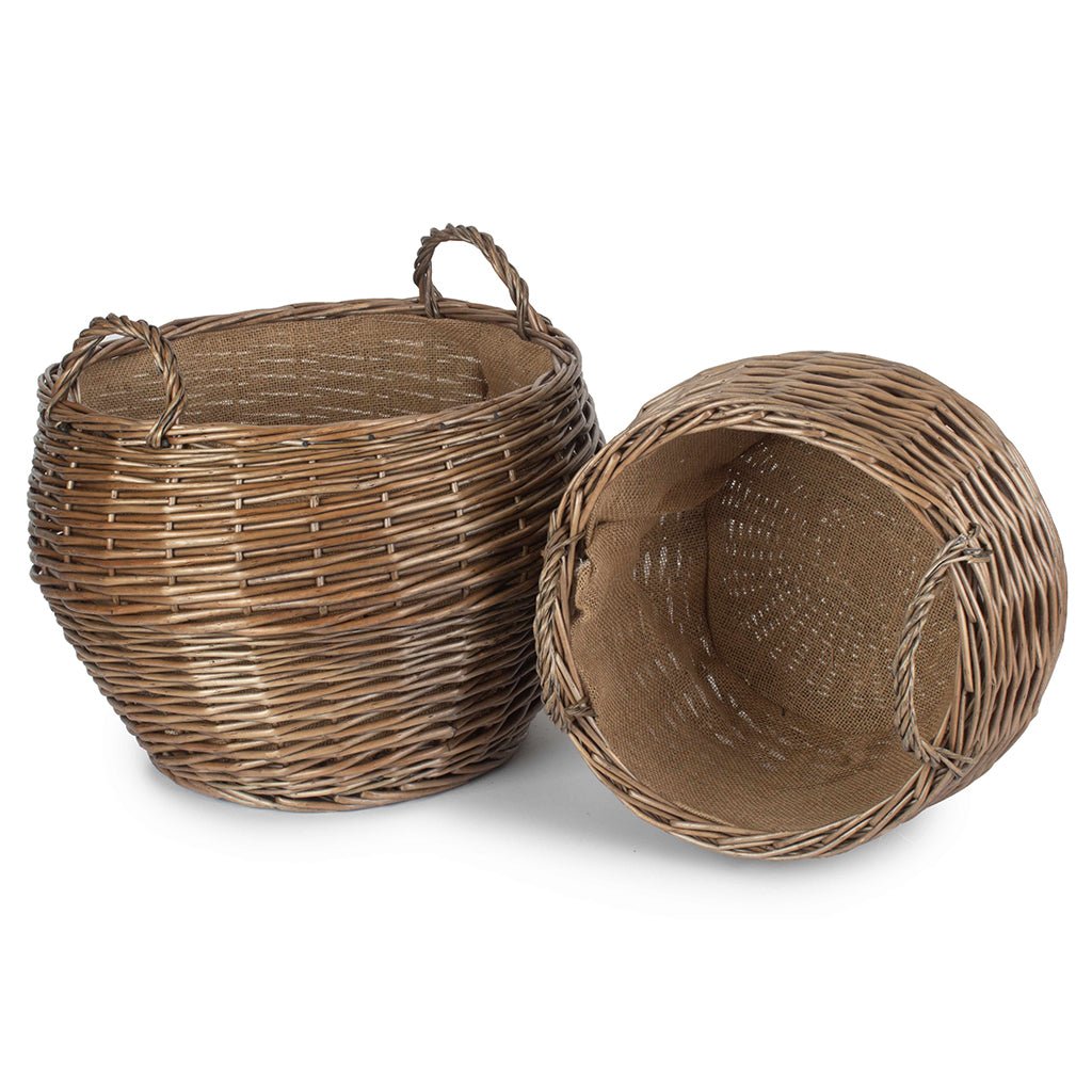 Antique Wash Willow Stumpy Basket Set 2 - REGN
