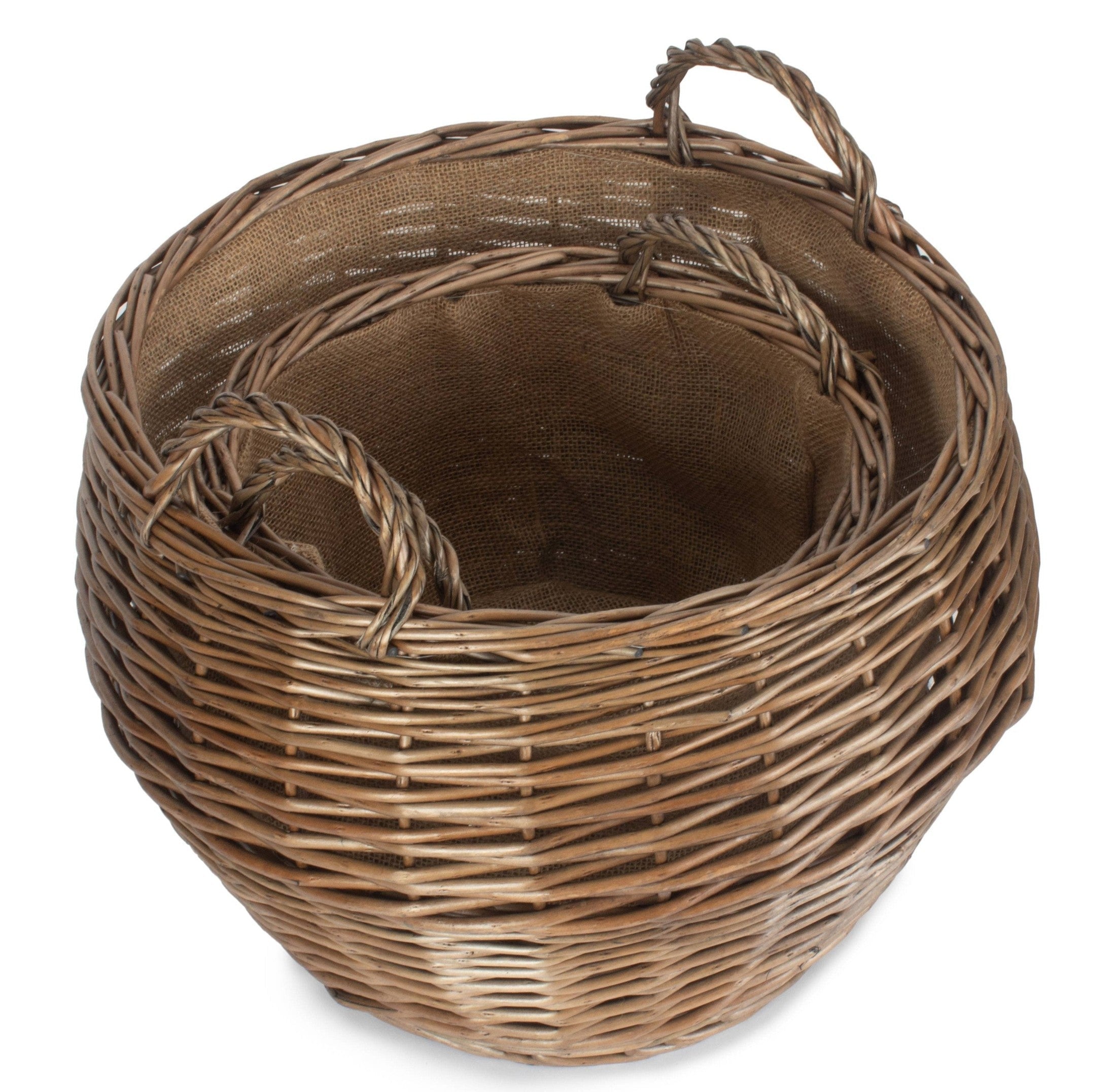 Antique Wash Willow Stumpy Basket Set 2 - REGN
