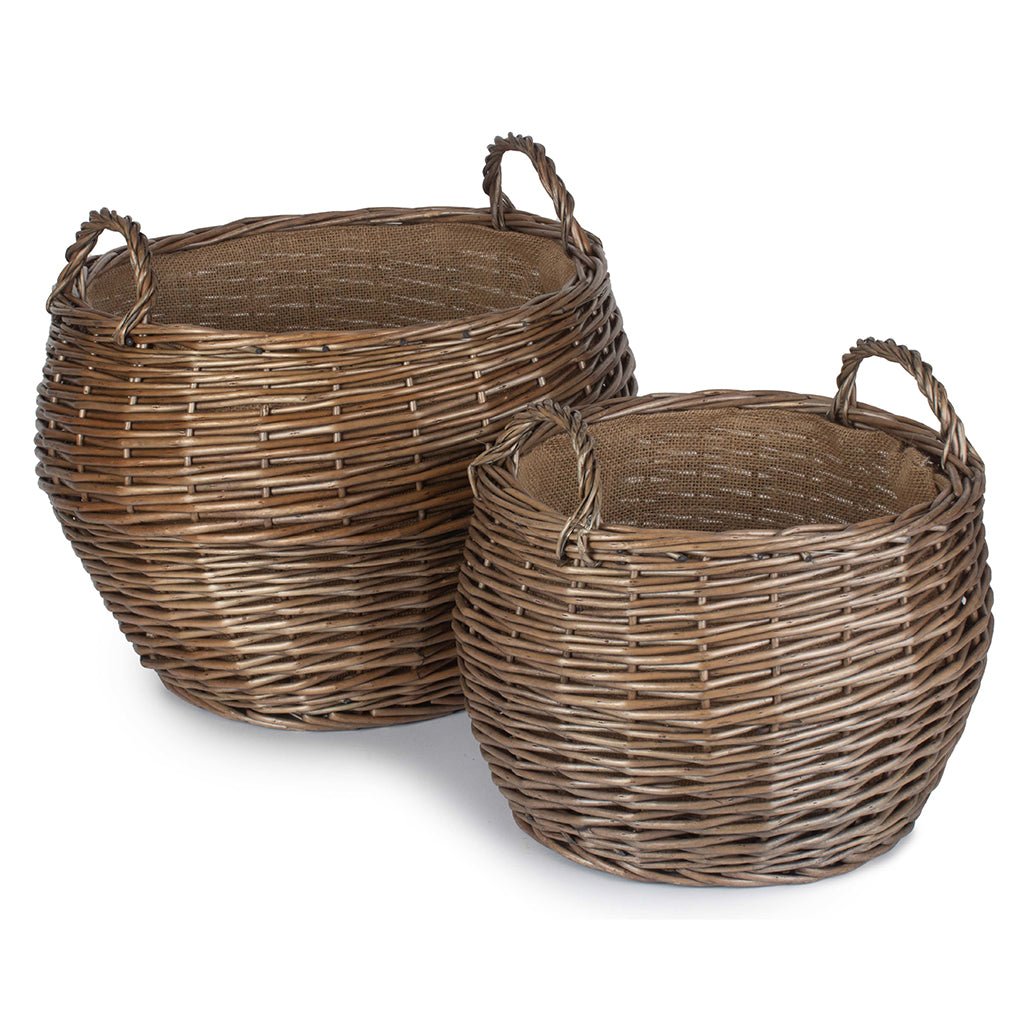 Antique Wash Willow Stumpy Basket Set 2 - REGN