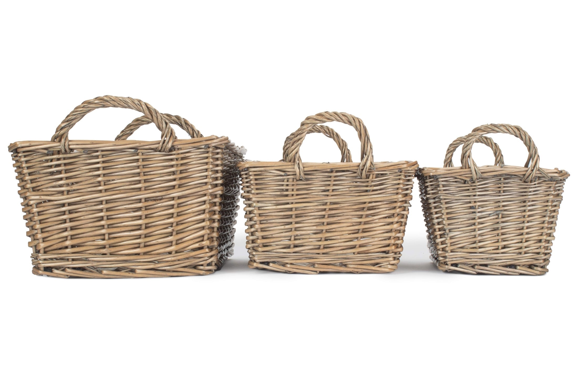 Antique Wash Willow Tapered Storage Baskets Set of 3 - REGN