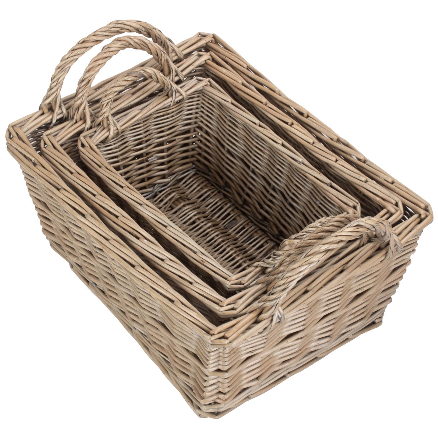 Antique Wash Willow Tapered Storage Baskets Set of 3 - REGN