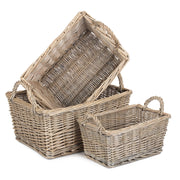 Antique Wash Willow Tapered Storage Baskets Set of 3 - REGN