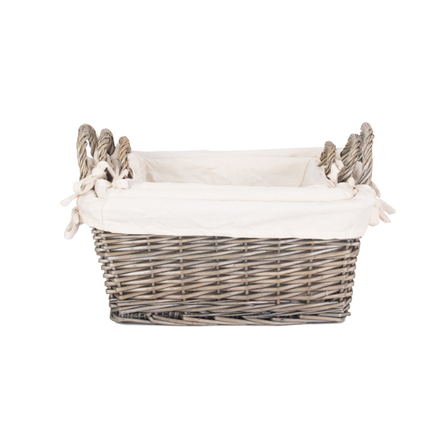 Antique Wash Willow Tapered Storage Baskets with White Lining Set of 3 - REGN