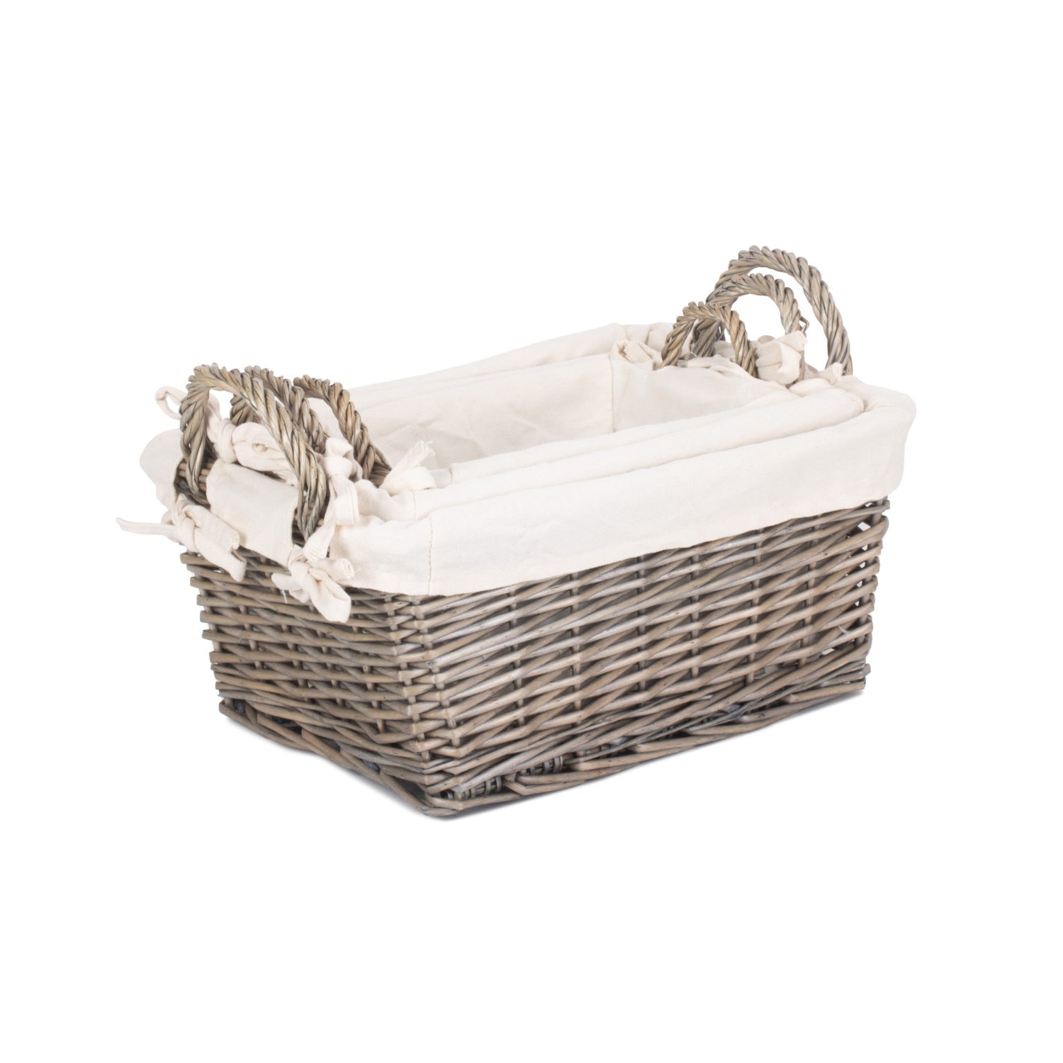 Antique Wash Willow Tapered Storage Baskets with White Lining Set of 3 - REGN