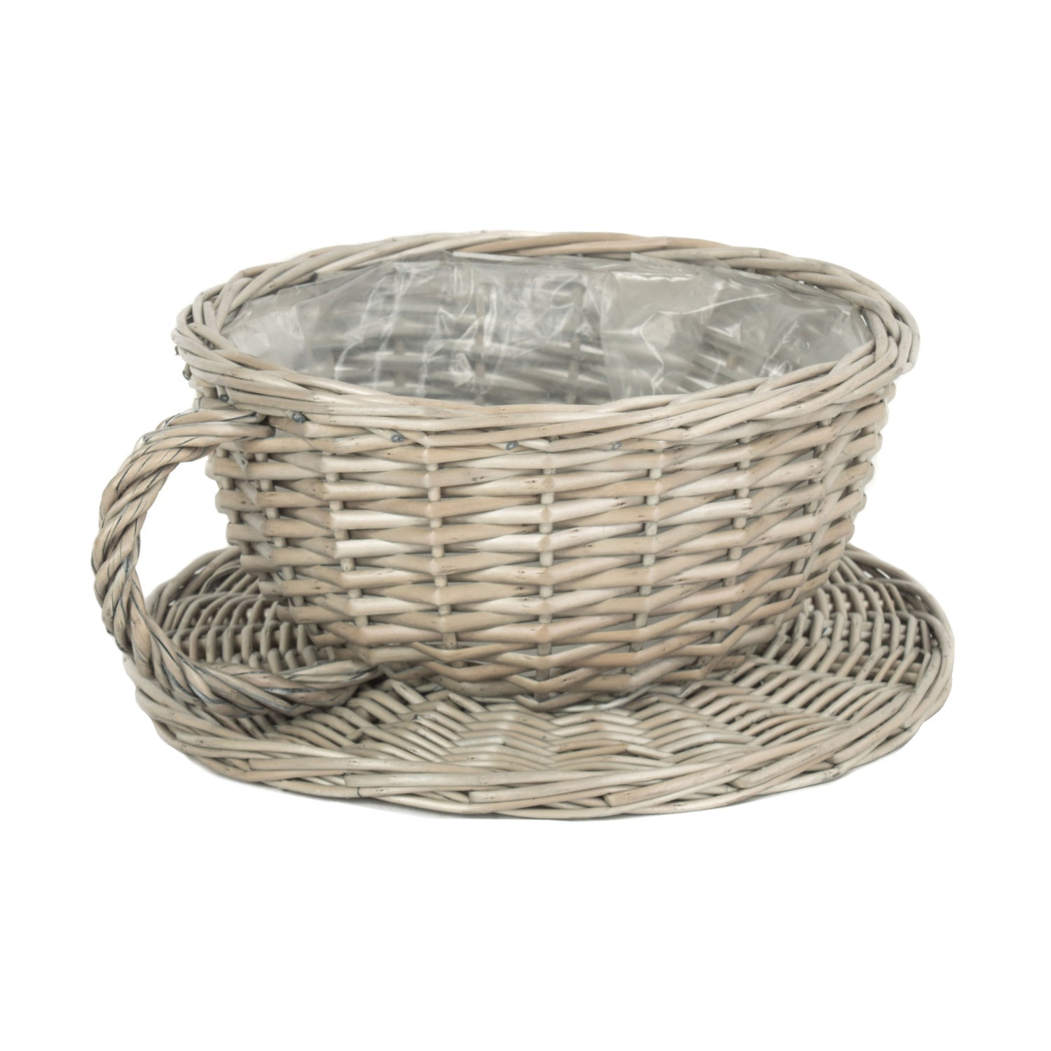 Antique Wash Willow Tea Cup Planter with Plastic Lining - REGN