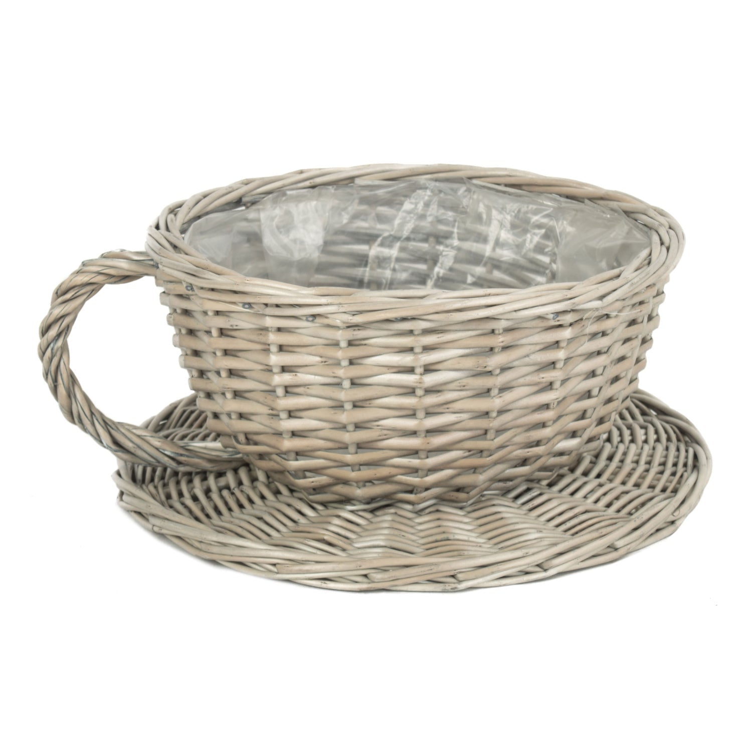 Antique Wash Willow Tea Cup Planter with Plastic Lining - REGN