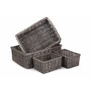 Antique Wash Willow Tray Baskets Set 4 - REGN