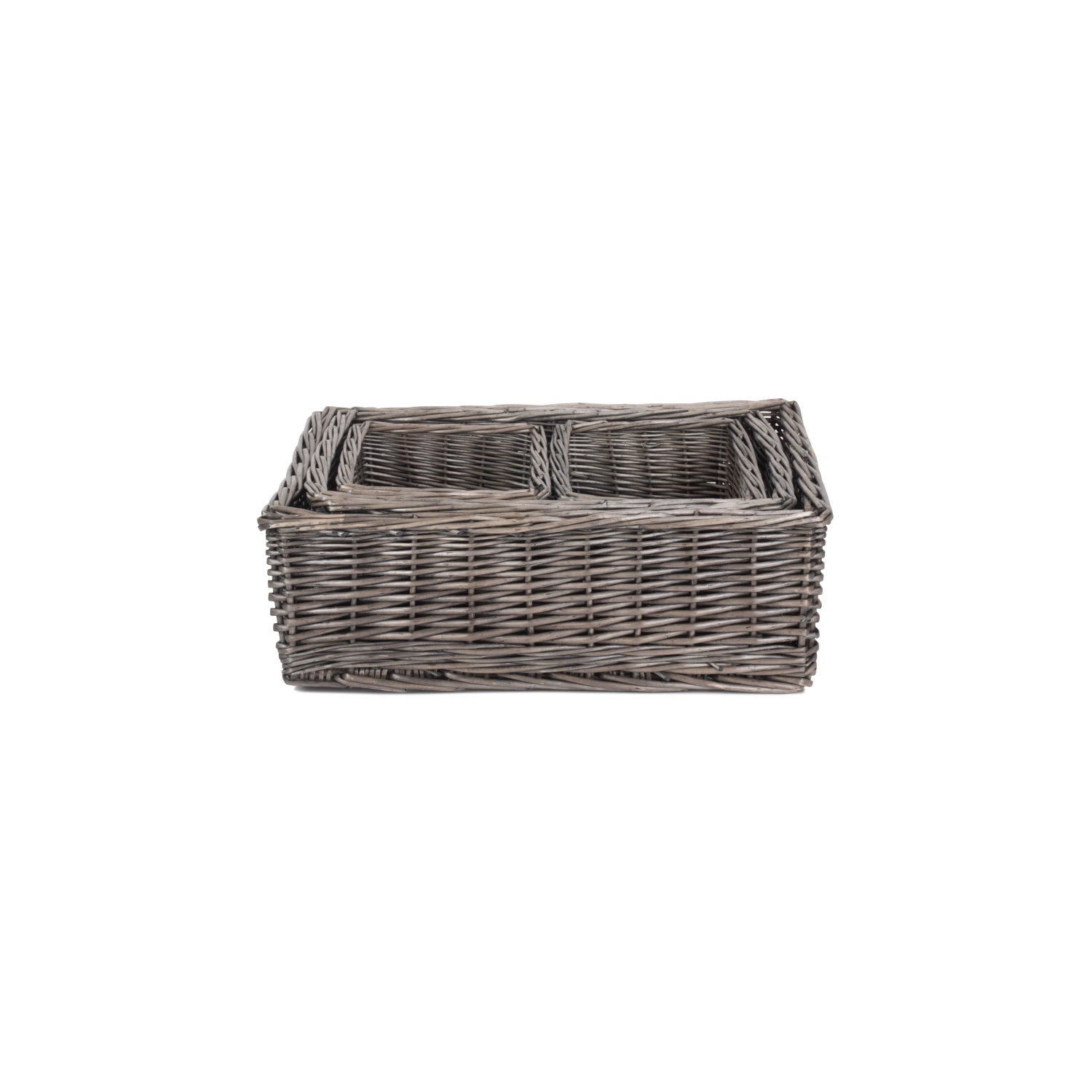 Antique Wash Willow Tray Baskets Set 4 - REGN