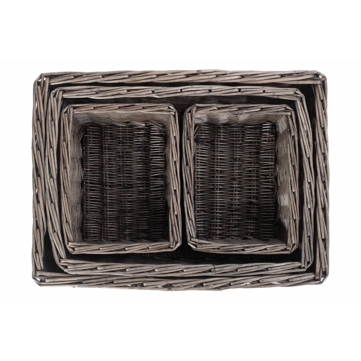 Antique Wash Willow Tray Baskets Set 4 - REGN