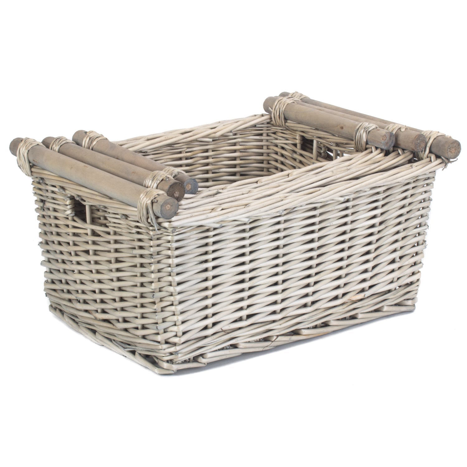 Antique Wash Wooden Handled Storage Basket Set 3 - REGN