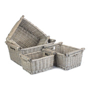 Antique Wash Wooden Handled Storage Basket Set 4 - REGN