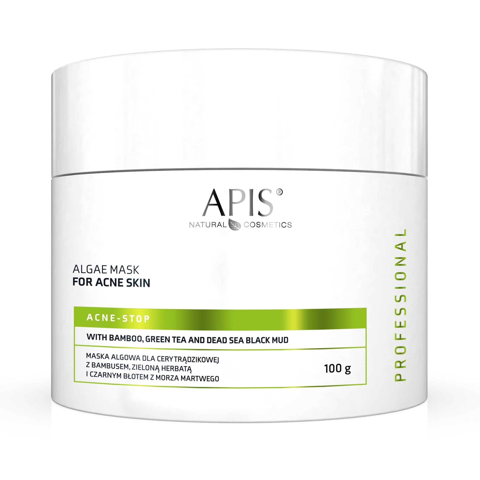 Apis ACNE-STOP Algae Mask for Acne-Prone Skin with Bamboo, Green Tea, and Dead Sea Black Mud | 100g - REGN