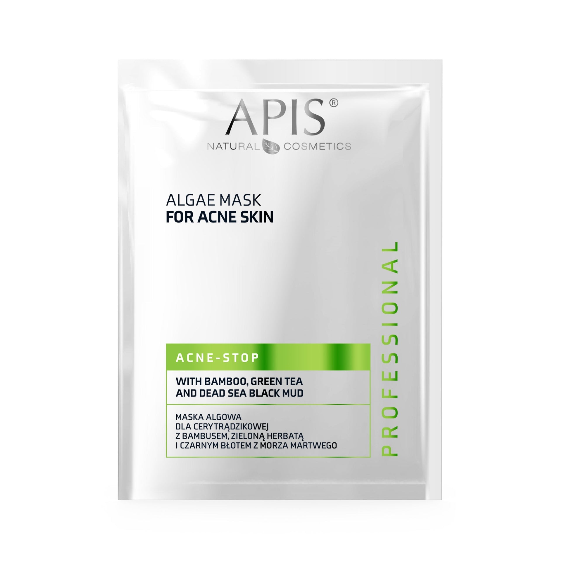 Apis ACNE-STOP Algae Mask for Acne-Prone Skin with Bamboo, Green Tea, and Dead Sea Black Mud | 20g - REGN