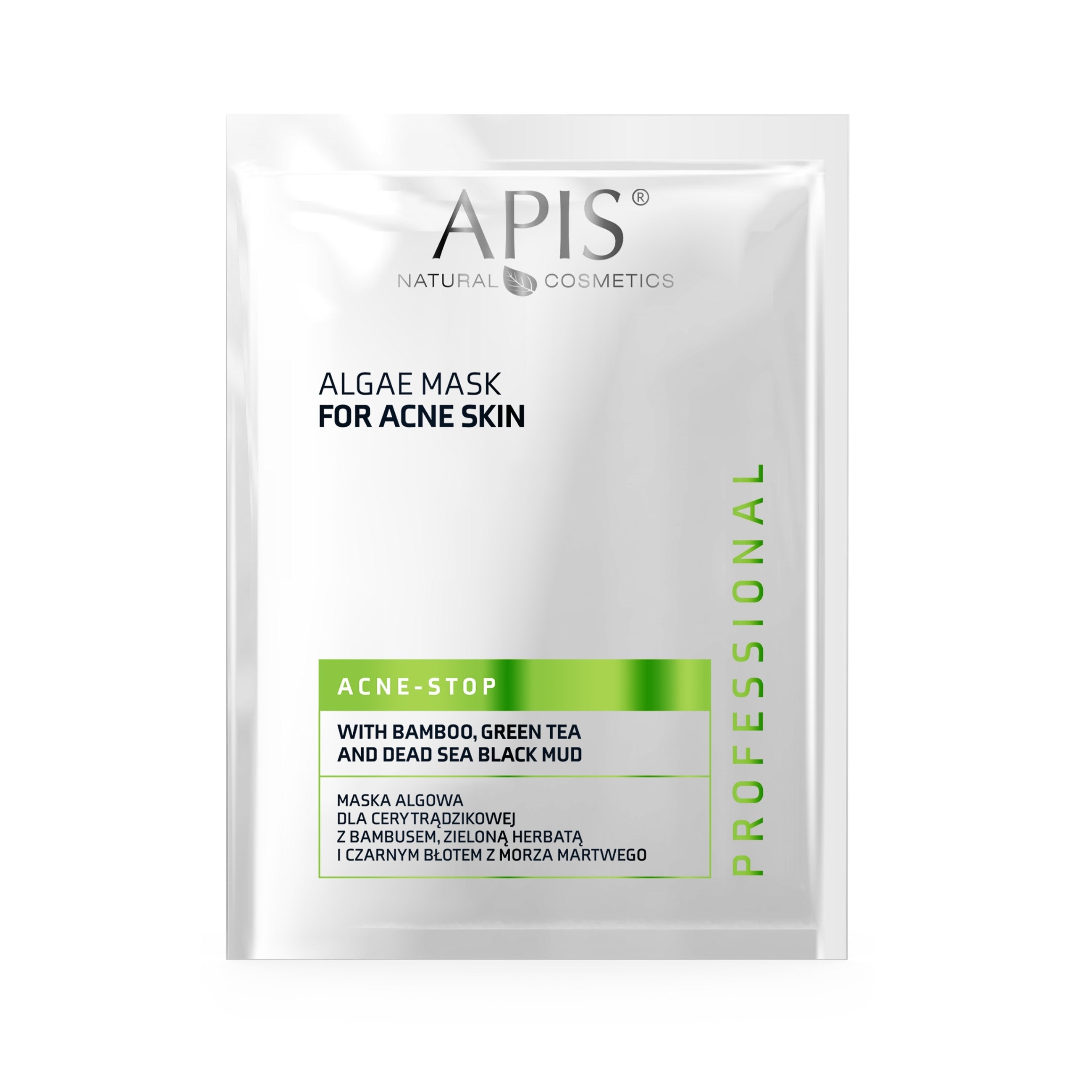 Apis ACNE-STOP Algae Mask for Acne-Prone Skin with Bamboo, Green Tea, and Dead Sea Black Mud | 20g - REGN