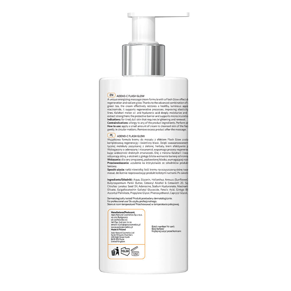 Apis ADENO-C Flash Glow Energising Face Massage Cream | 300ml - REGN