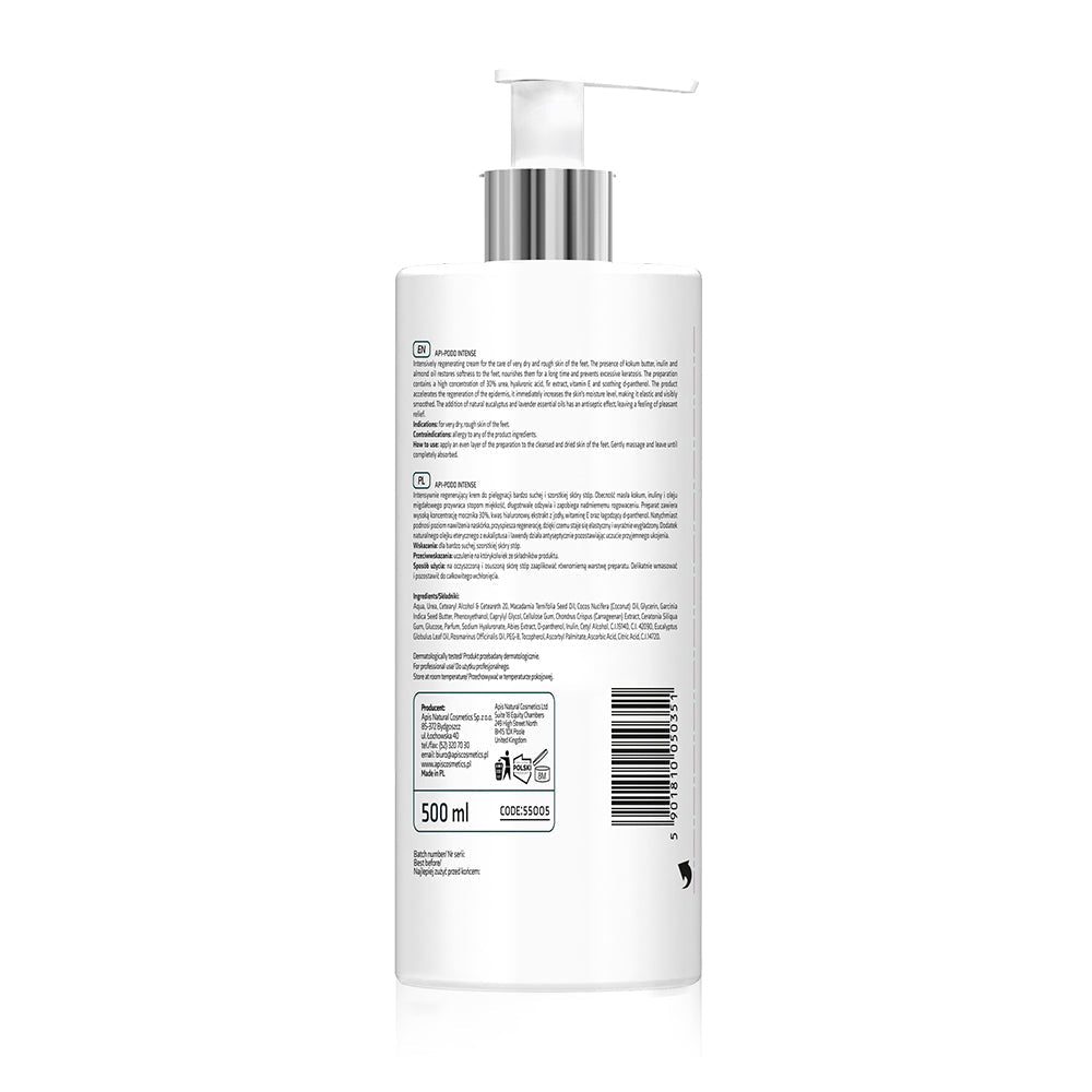 Apis API-PODO INTENSE Intensively Smoothing Foot Cream - Deeply hydrates and softens very dry, rough feet | 500ml - REGN